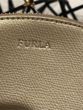 Furla Metallic Gold Dome Cosmetic Pouch